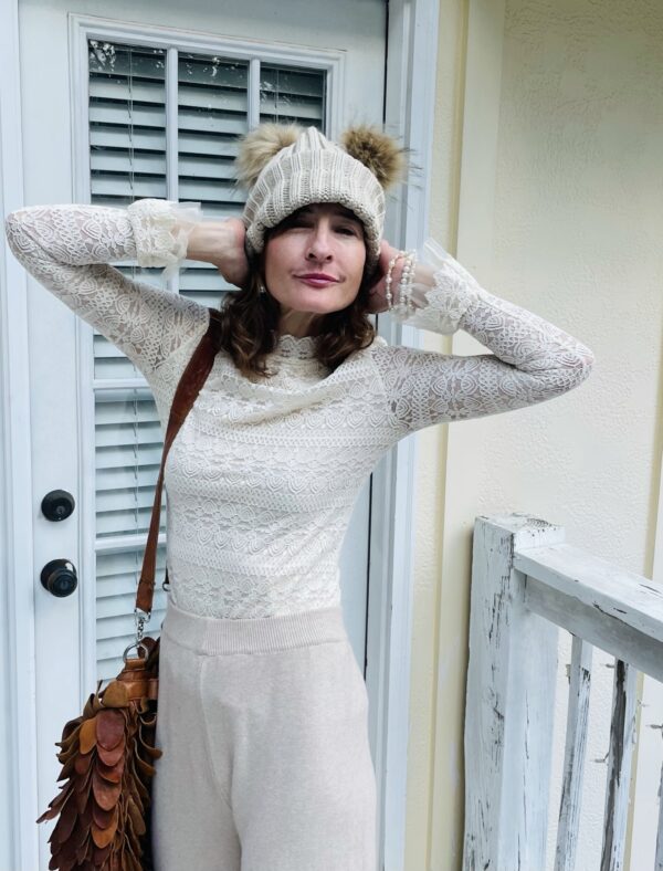 Knit Double Fur Ball hat